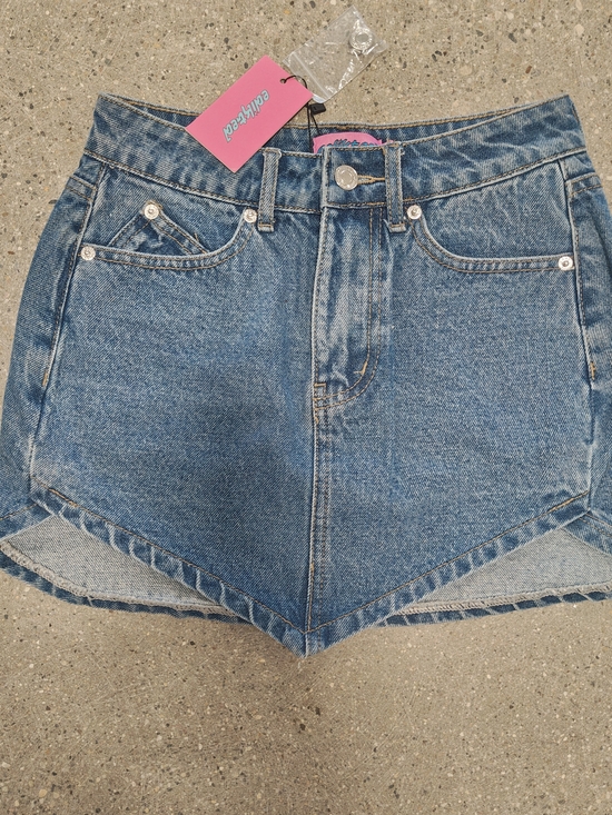 Edikted Dresses & Skirts - Edikted blue denim mini skirt v cut front